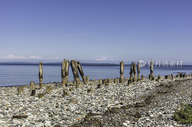 从Lily Point, Boundary Bay, Point Roberts, Washington, and Mount Baker in the distance。